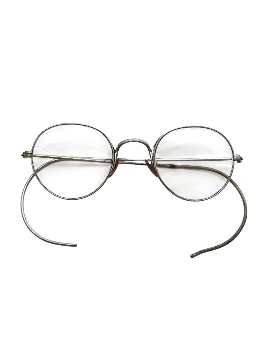 Antique Wire-Rim Bifocal Glasses With Velvet-Lined Metal Case